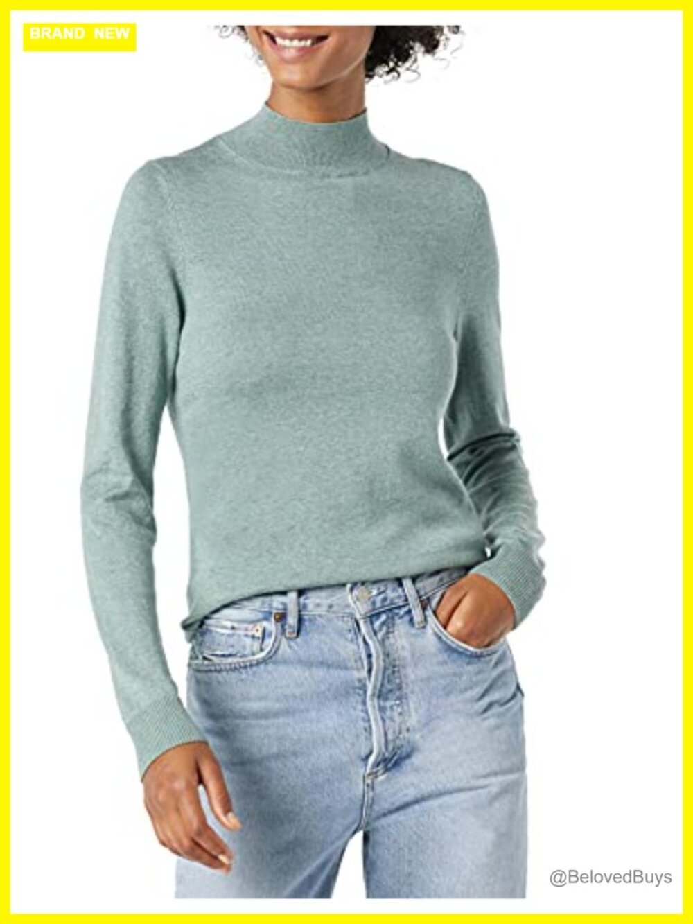 Women's Lightweight Mock Neck Pullover Sweater Regular Fit Long Sleeve